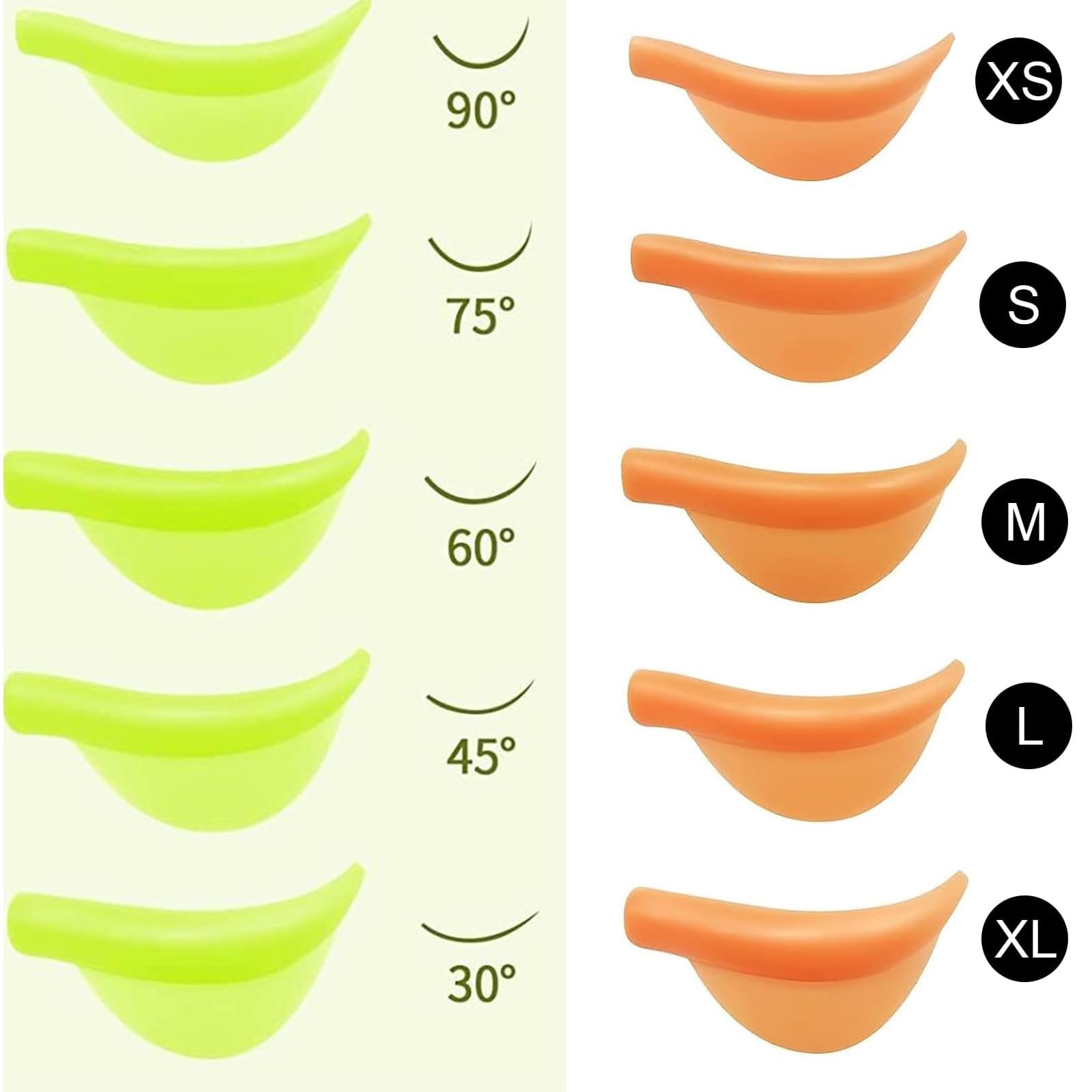 Накладки для підйому вій Reusable Mascara Aid Silicone Self-Adhesive Silicone Pads для підйому вій 5 розмірів 10 пар, фото №2