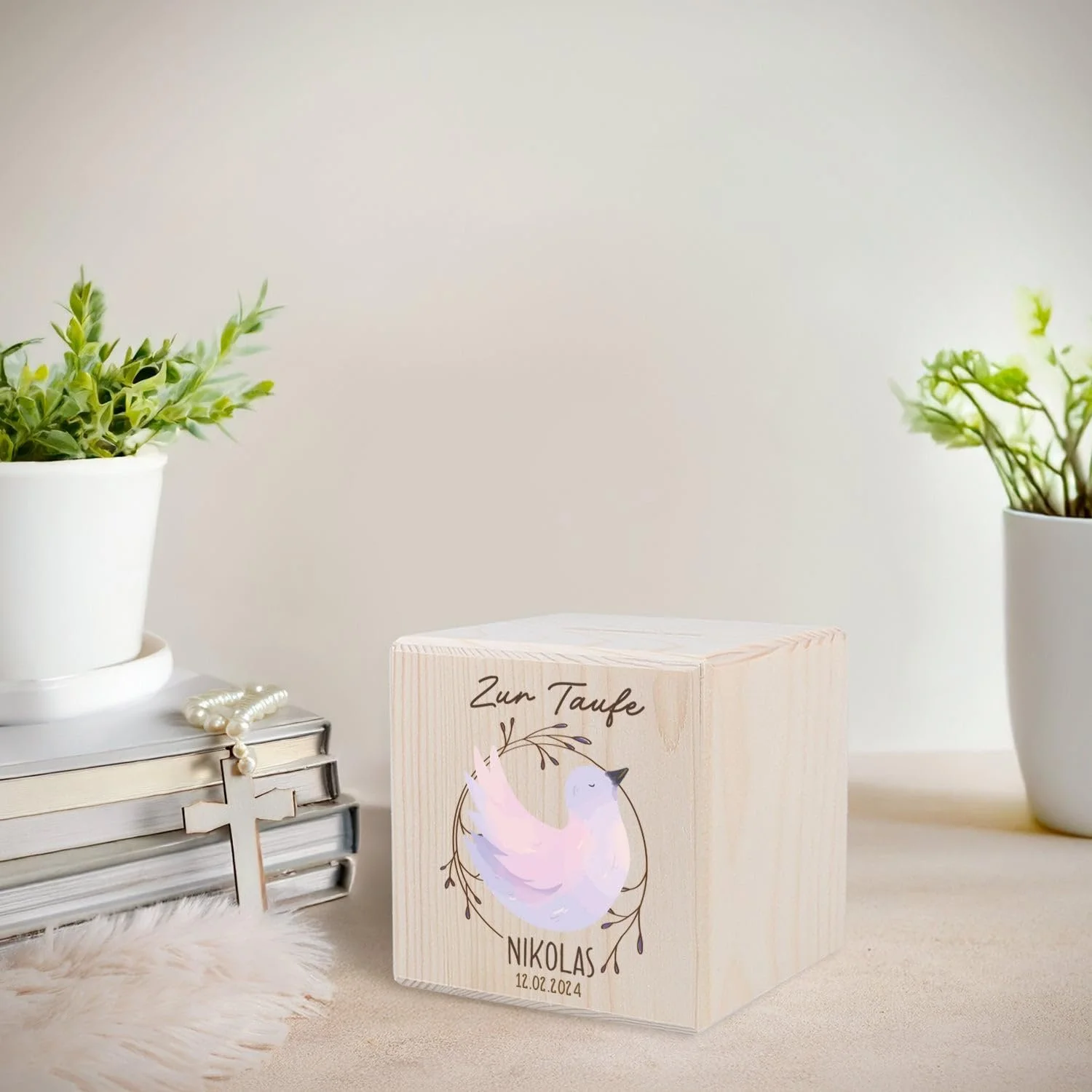 Скарбничка GRAVURZEILE Дерев'яна з металевим замком Голуб, фото №2