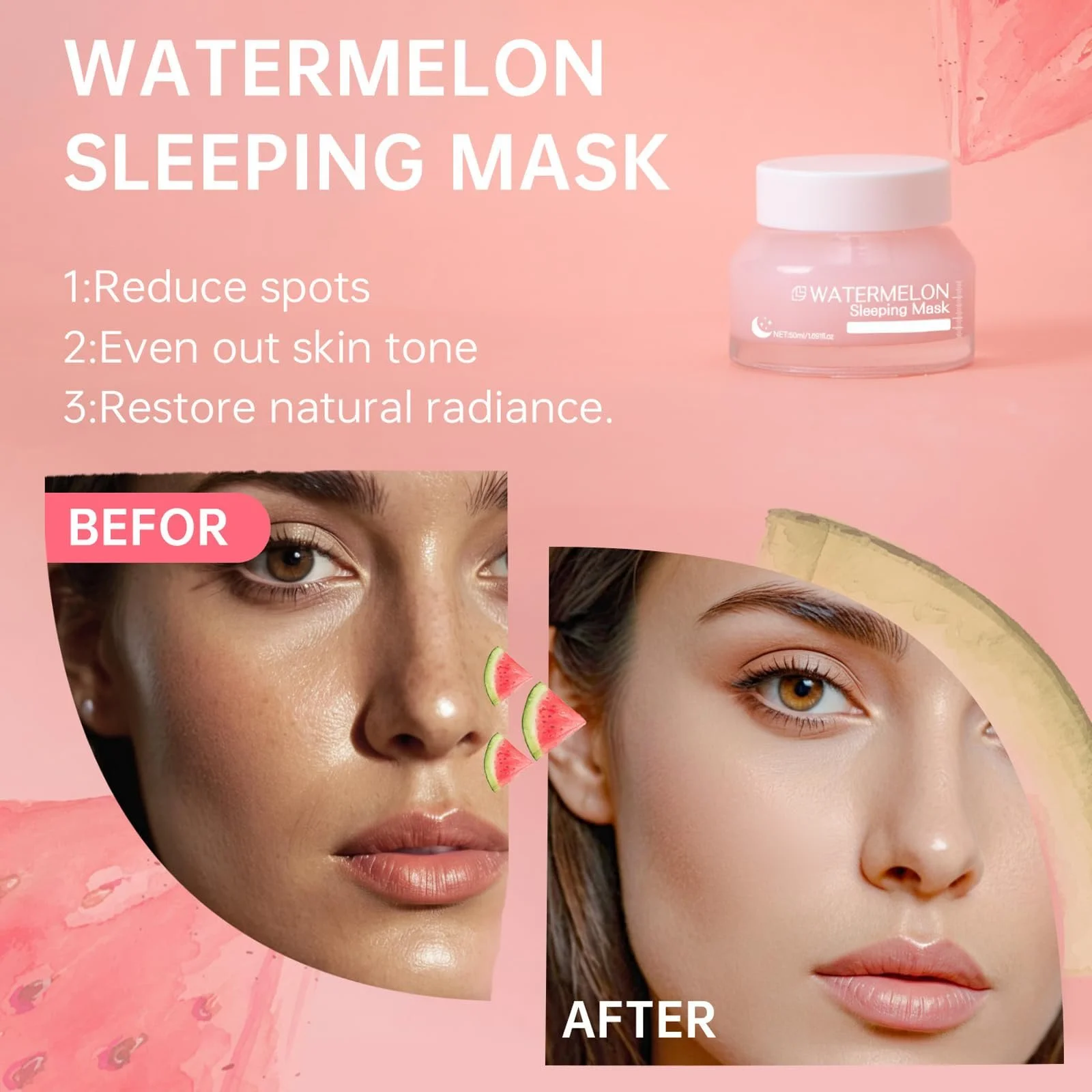 Ночная маска для лица Eazerom Watermelon Glow Anti-Ageing, 50 г, фото №3