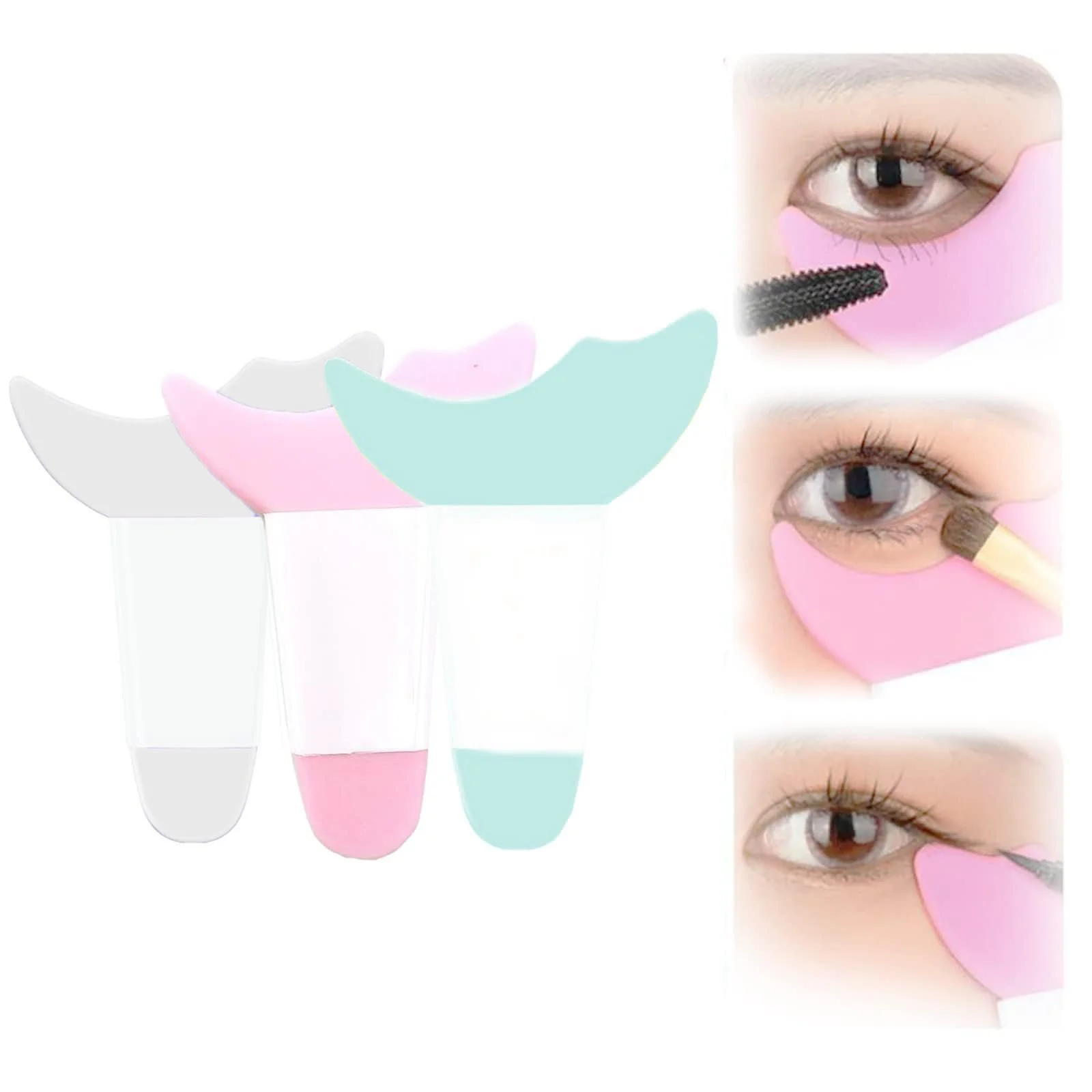 Набор WOOXDYUK 3 силиконовых трафаретов для подводки для глаз розовый/зеленый/серый, фото №1