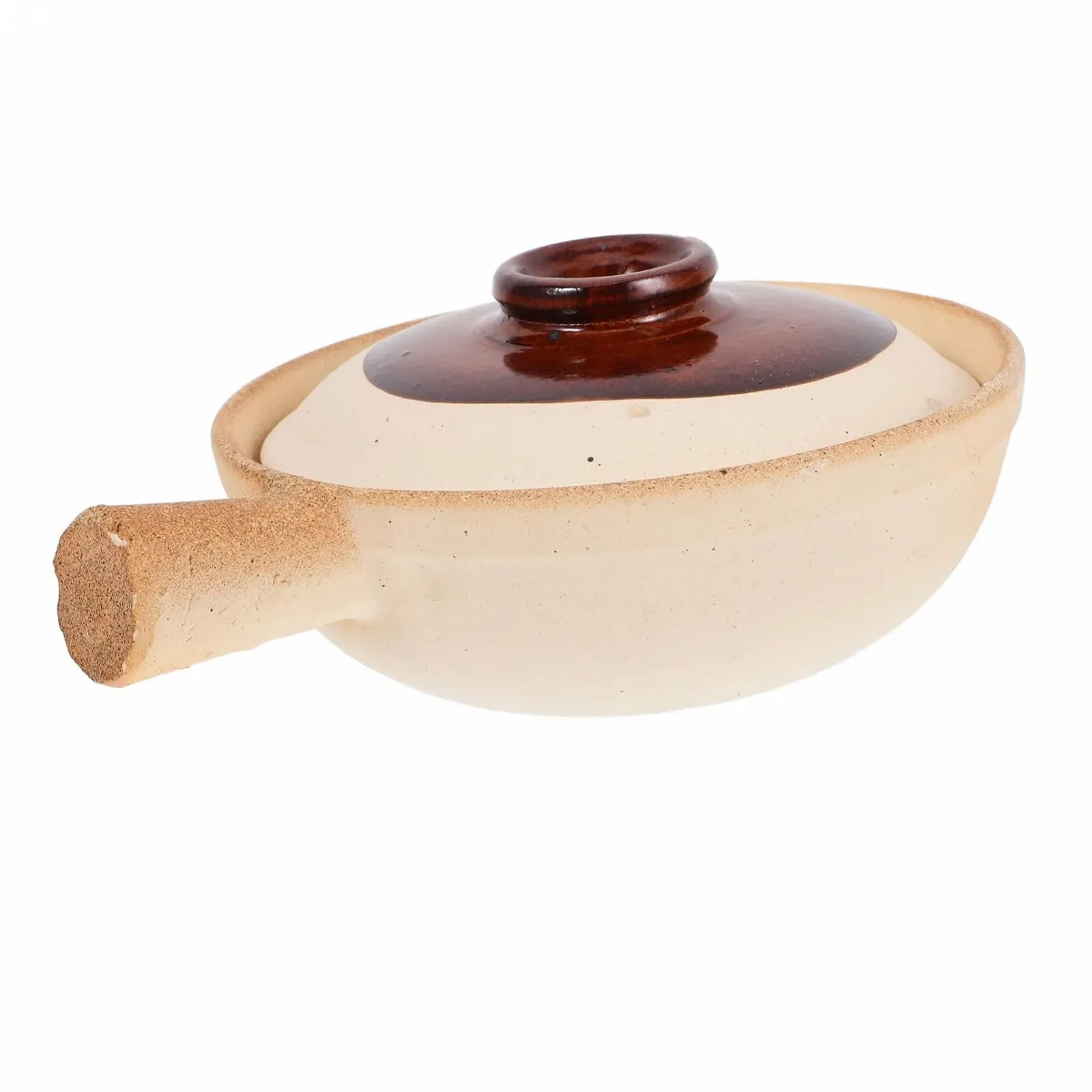 Кастрюля керамическая традиционная терракотовая с крышкой для порционного приготовления порций, фото №1