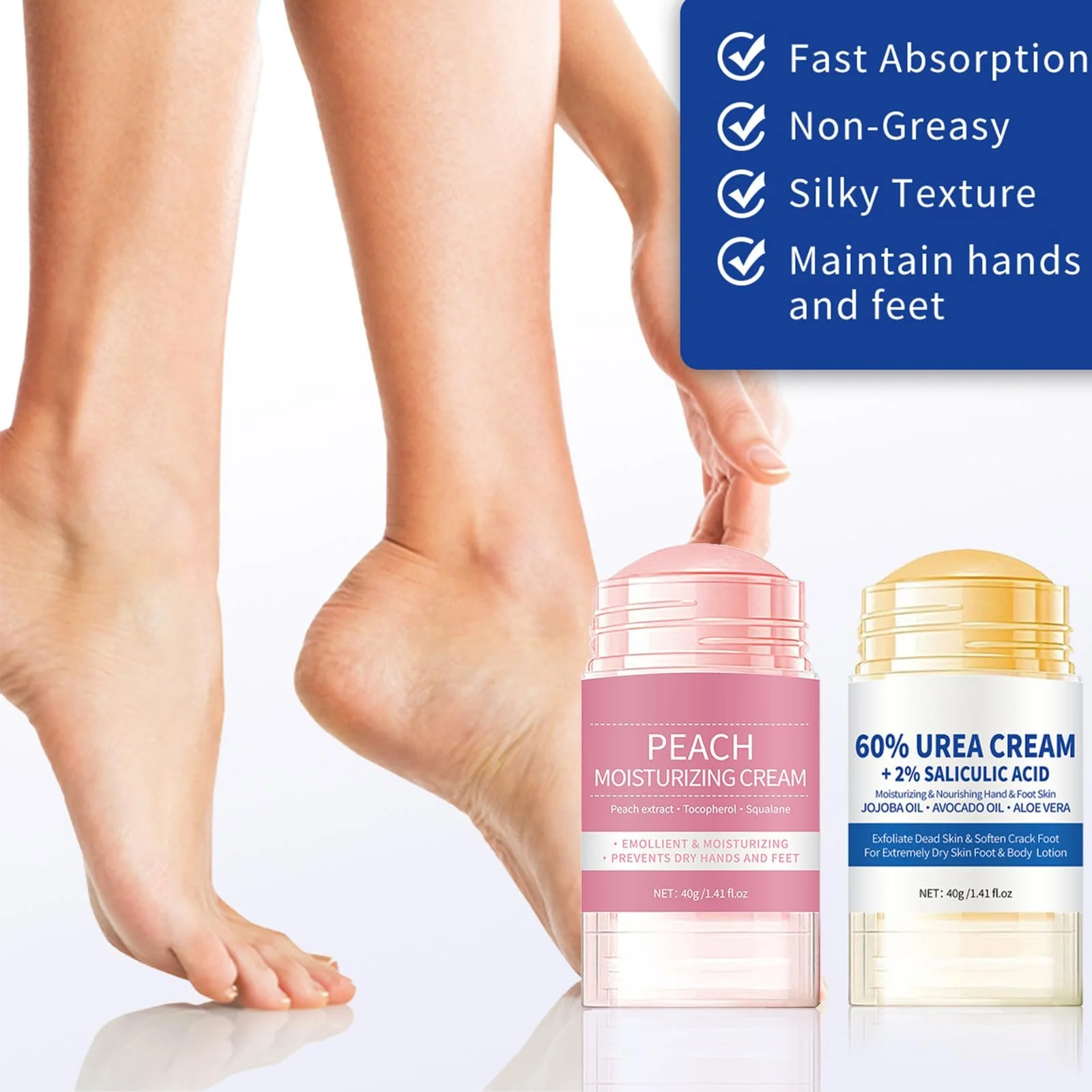 Набор кремов для ног увлажняющих с мочевиной против трещин и сухости 2 шт, фото №7