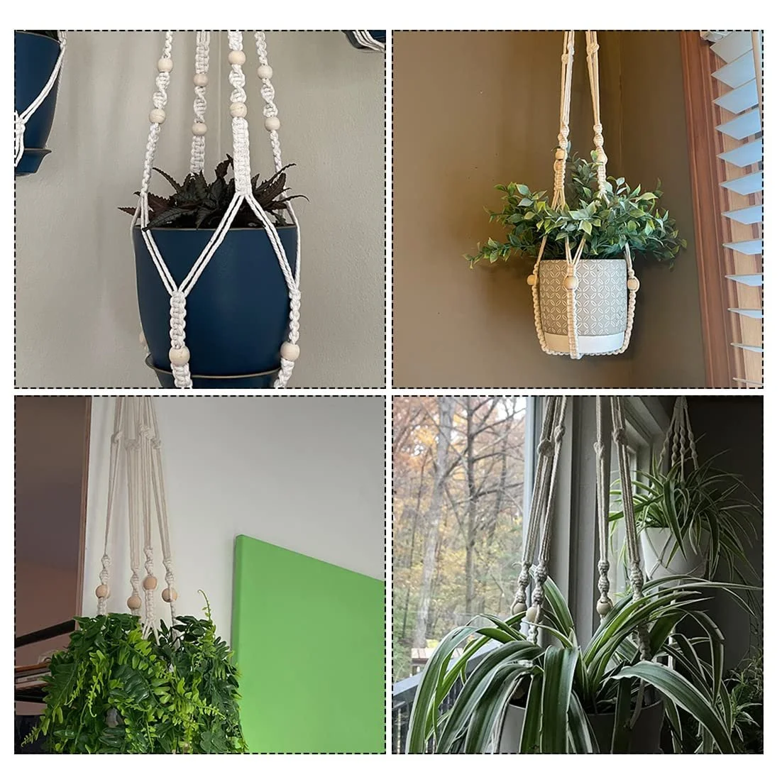 Корзина подвесная макраме хлопковая веревка с крючком Бохо стиль, фото №8