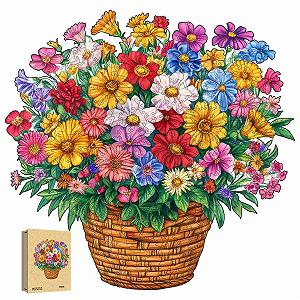 Пазл деревянный Flowers Unique Wooden Puzzle Animal Shape 283 элемента L 35.6 x 34.4 см - Фото 1