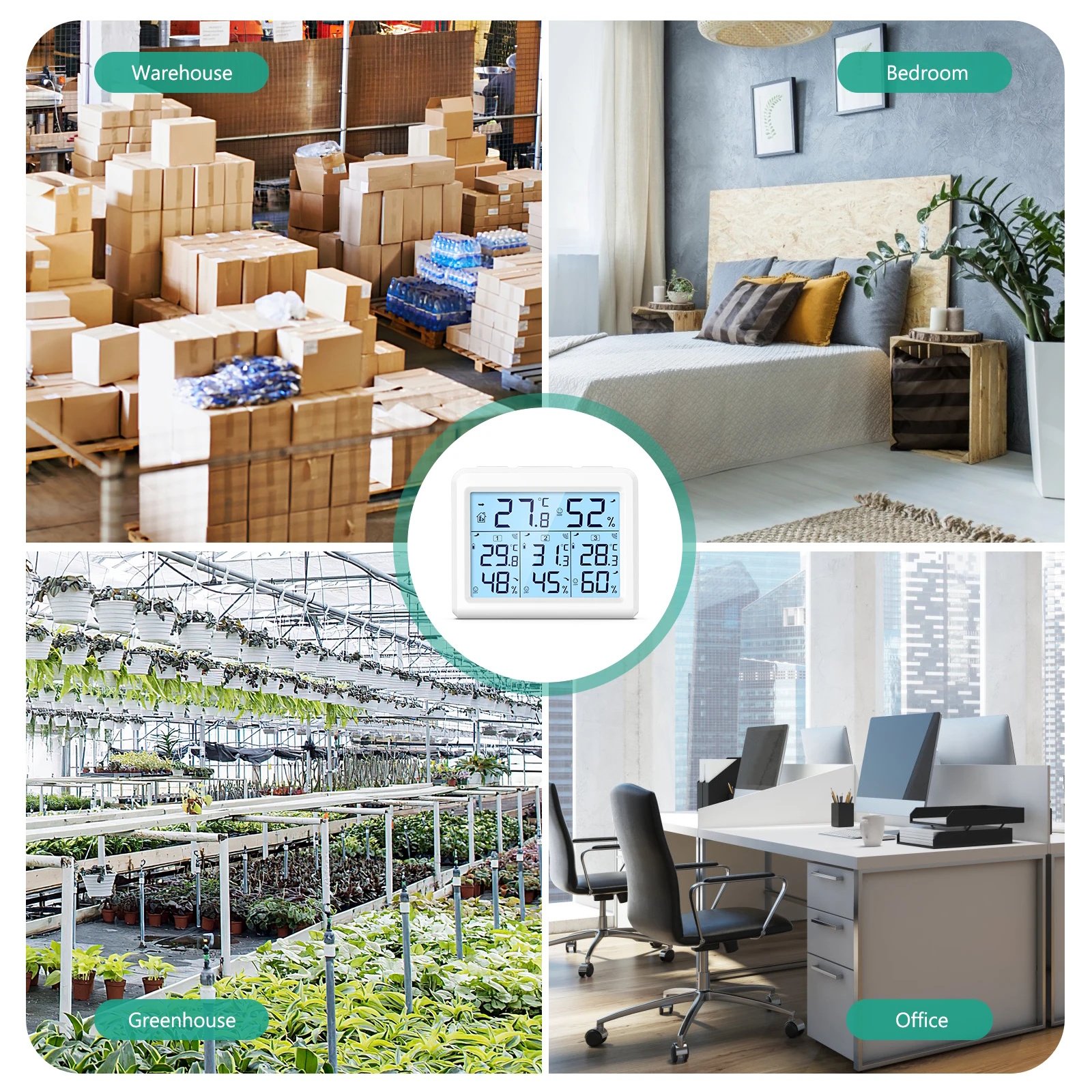 Бездротовий термометр/гігрометр ORIA, монітор температури та вологості з 3 зовнішніми датчиками, фото №8 Бездротовий термометр/гігрометр ORIA, монітор температури та вологості з 3 зовнішніми датчиками, фото №8