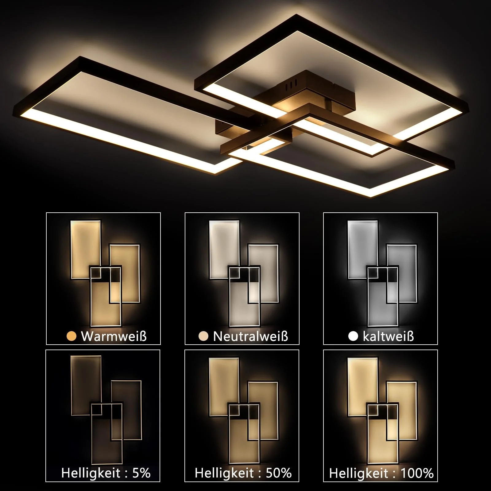 Светильник CBJKTX LED Черный 80 см 72 Вт с пультом, фото №2