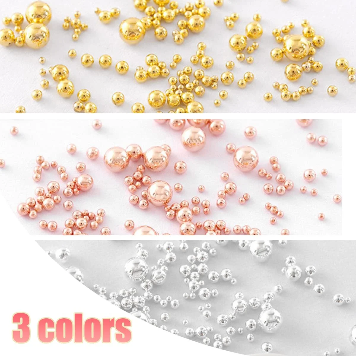 Ікра для нігтів, 2 коробки, мікс розмірів, міні-ікра, сталеві кульки, бісер для манікюру, аксесуари для DIY дизайну нігтів, золото, срібло, фото №3