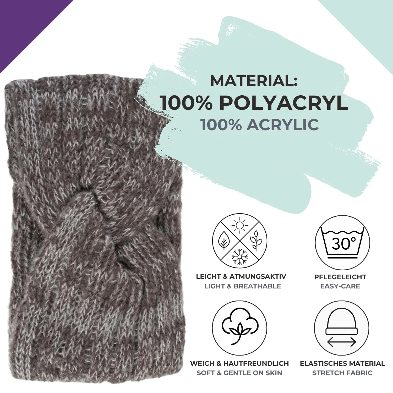 В'язана пов'язка на голову styleBREAKER 04026041 з візерунком у рубчик, вузлами, тепла зимова, фото №4 В'язана пов'язка на голову styleBREAKER 04026041 з візерунком у рубчик, вузлами, тепла зимова, фото №4