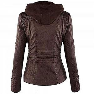 Кожаная Куртка Newbestyle Женская на молнии с капюшоном Короткая synthetic.ua - Фото 1