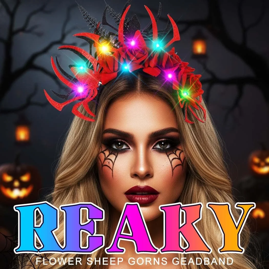 Хелловін Обруч Reaky Квіти Червоний, фото №4