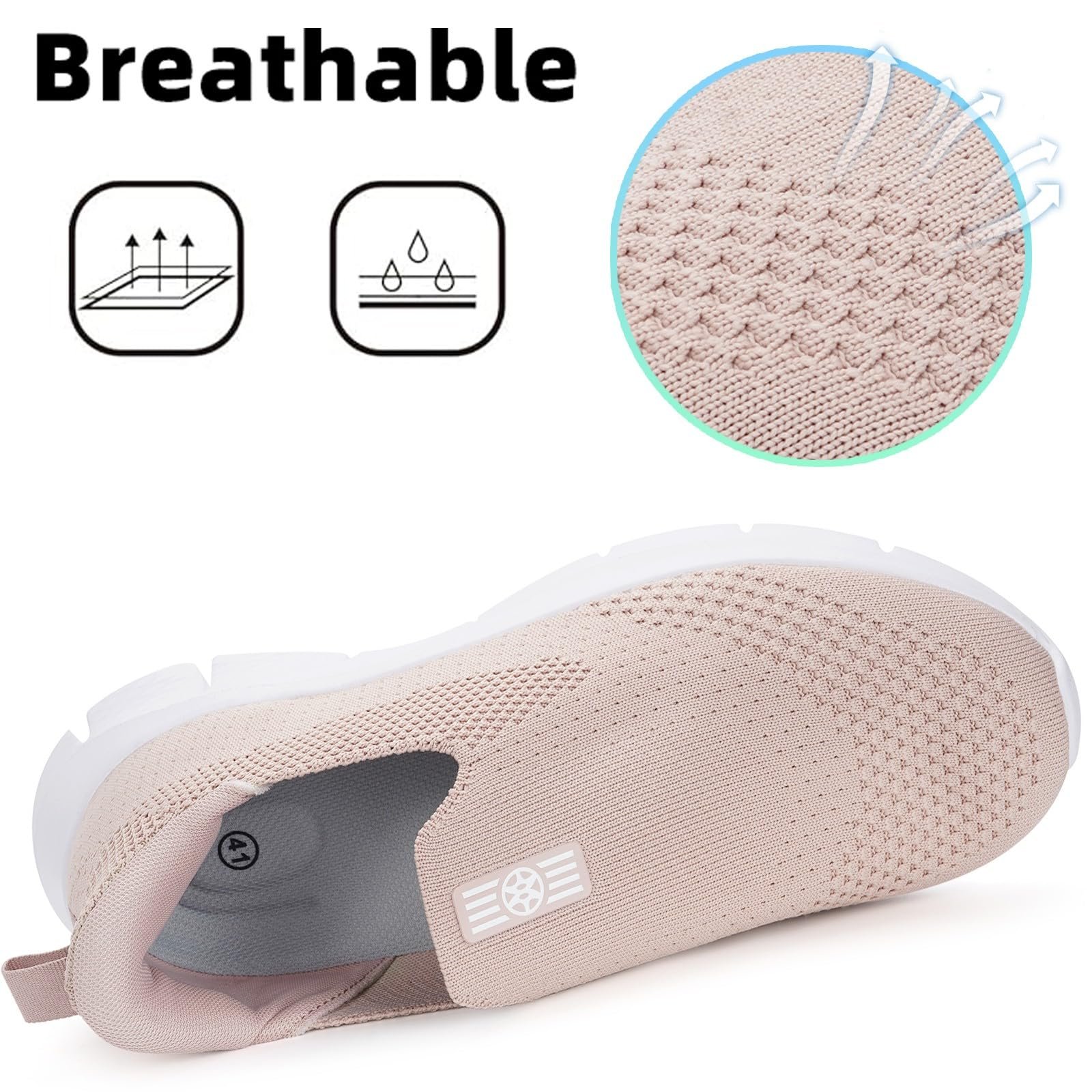 Кроссовки ZUSERIS Унисекс Трикотажные Слипоны Спортивная Обувь Уличная Обувь для Отдыха Пешие Прогулки Фитнес Без Шнурков Поддержка Свода Стопы 36-46, фото №3