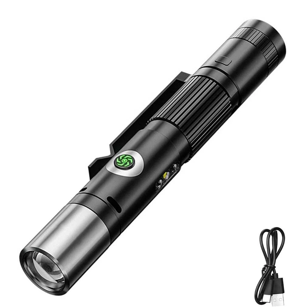 Ліхтарик вигнутий High Brightness, LED, акумуляторний, 9000 люмен, надзвичайно яскравий, масштабований, тактичний із 7 режимами освітлення, різнокольоровими бічними вогнями та магнітною основою для кемпінгу, фото №1