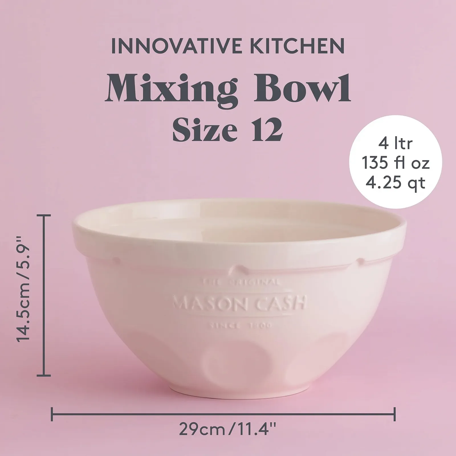 Миска для смешивания Mason Cash Innovative Kitchen Size 12 29 см 5 л Керамика Белый, фото №4 Миска для смешивания Mason Cash Innovative Kitchen Size 12 29 см 5 л Керамика Белый, фото №4
