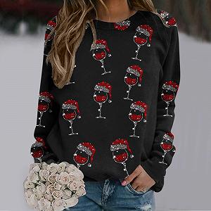 Винтажный Свитшот с круглым вырезом Lässiges Weinglas mit Weihnachtsmannmütze L
föwenzahn, Рождественский, Графический, Длинный рукав synthetic.ua - Фото 1