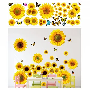 Наклейка на стіну Квіти, дерева, соняшники та метелики для спальні та вітальні - Фото 1