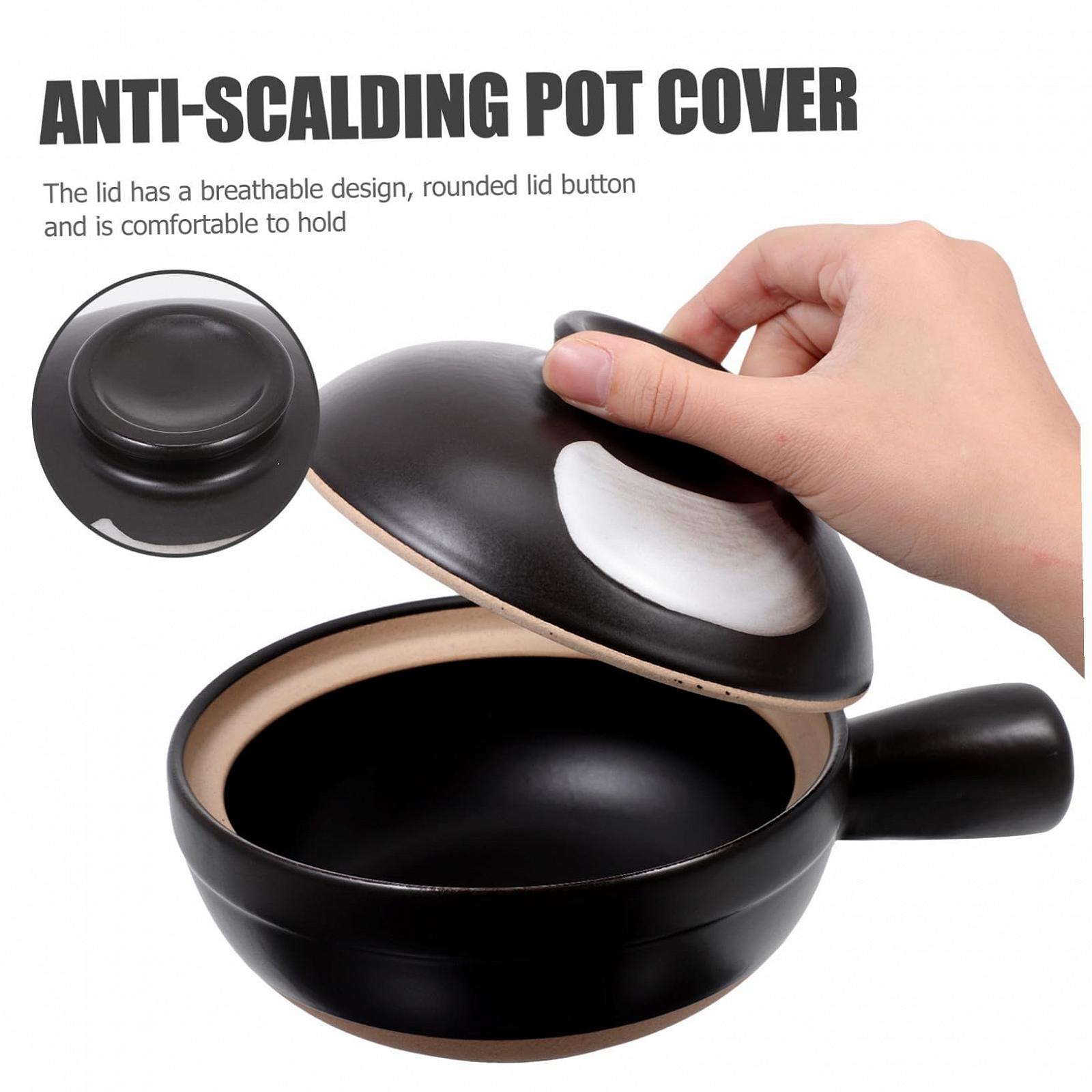 Керамическая кастрюля для тушения TOYANDONA традиционная маленькая с ручкой термостойкая для рагу и супов, фото №5