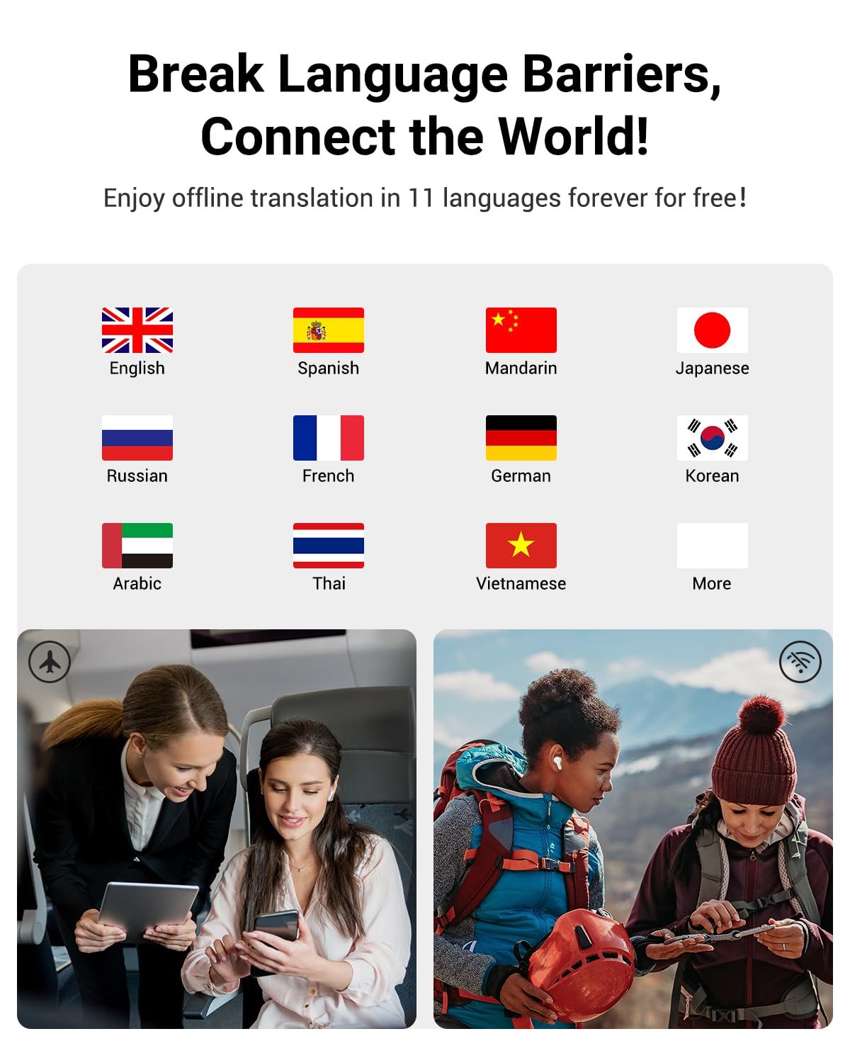 Навушники-перекладач AI, 3-в-1 144 мовами з додатком, фото №6