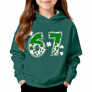 Худи с мемом Y2K с длинными рукавами и капюшоном, свитшот с принтом 67, удобный пуловер, модный джемпер на День Святого Патрика для девушек и парней - Фото 1