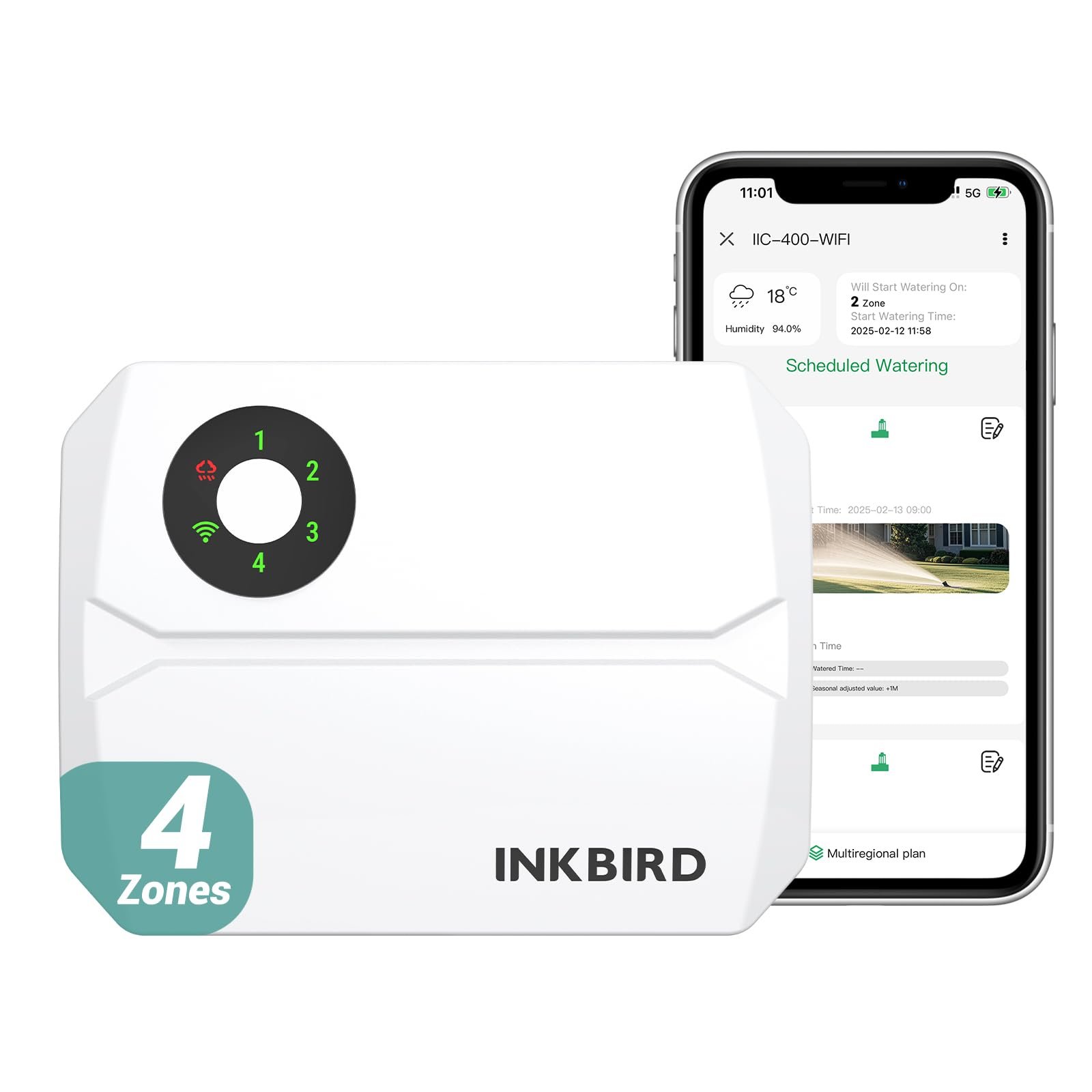Контроллер, таймер системы полива Inkbird IIC-400 WiFi 4 зоны, фото №1