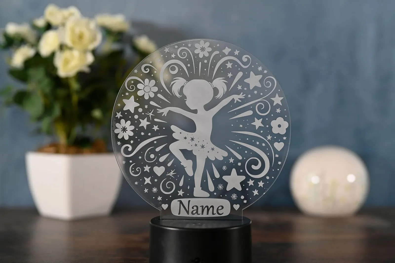 Настольная светодиодная лампа Балерина Персонализированная Пульт, фото №7