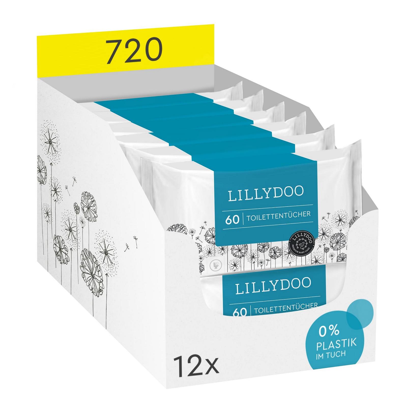 Вологі серветки для туалету LILLYDOO 720 штук (12 x 60) 100% без пластику, змивні, без парфумів, фото №1