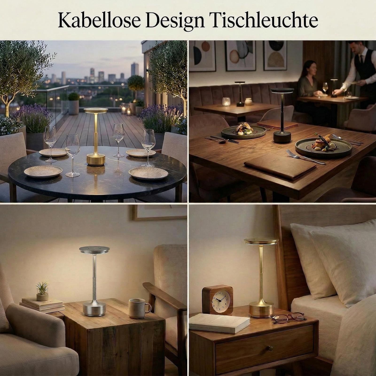 Настільна лампа LED бездротова з вбудованим акумулятором, сенсорна, димована, USB-C, чорна, фото №2