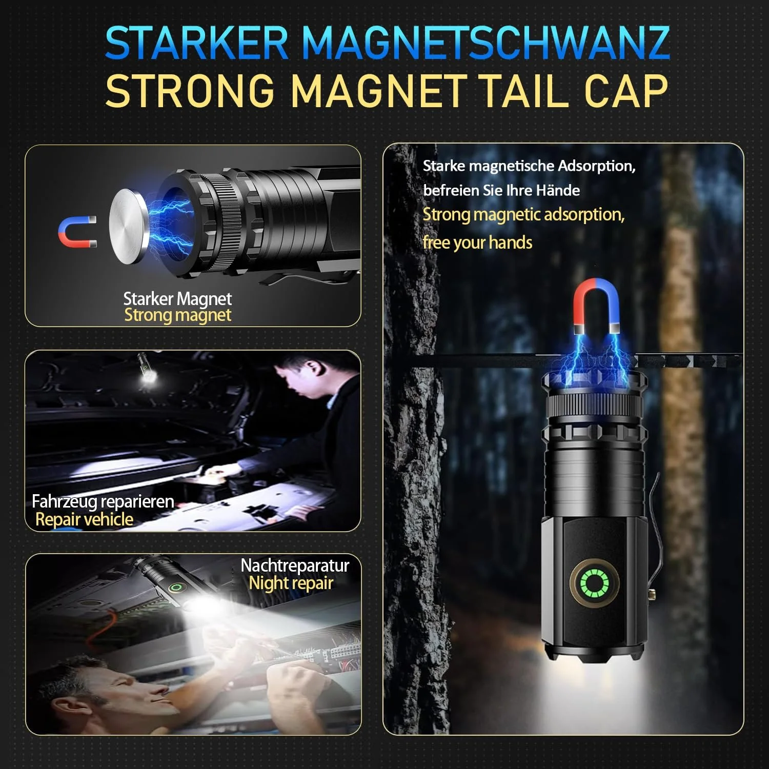 LED Фонарь ASORT Mini Экстремально яркий, 5000 люмен, Перезаряжаемый, 5 режимов освещения, Маленький фонарик с магнитами и длительным временем работы, 3 x Мощные ламповые бусины, IPX6 Водонепроницаемый, для кемпинга, пешего туризма, улицы, чрезвычайных ситуаций, фото №3 LED Фонарь ASORT Mini Экстремально яркий, 5000 люмен, Перезаряжаемый, 5 режимов освещения, Маленький фонарик с магнитами и длительным временем работы, 3 x Мощные ламповые бусины, IPX6 Водонепроницаемый, для кемпинга, пешего туризма, улицы, чрезвычайных ситуаций, фото №3