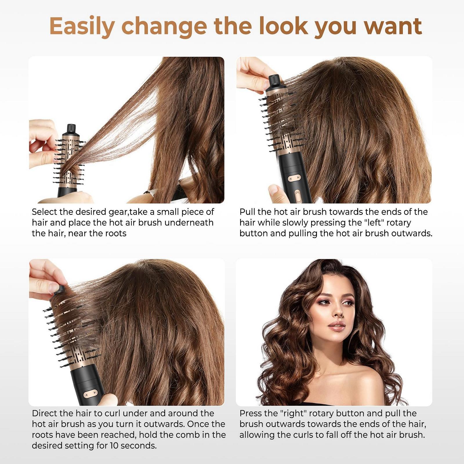 Фен-щітка 3 in 1 Rotating Hot Air Brush з насадками 38 мм / 50 мм та іонізацією, фото №8