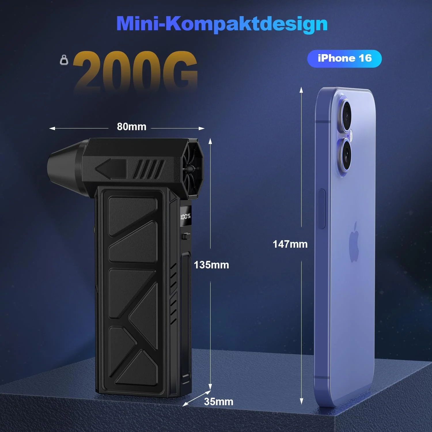 Мини-воздуходувка и пылесос 2 в 1 HSSNS Аккумуляторная 150000 об/мин 4 скорости 10000 мАч, фото №5