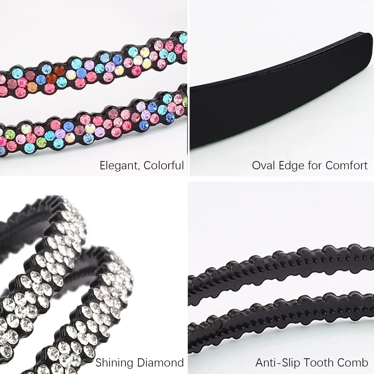 Обруч для волосся зі стразами Подвійний ряд, фото №3