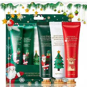 Крем для рук Подарочный набор для женщин - 5 штук Мини-подарки кремов для рук для женщин - Крем для рук для сухих рук Уход за руками - Рождественский набор кремов для рук - Небольшой подарочный набор Адвент-календарь для мужчин и женщин - Фото 1