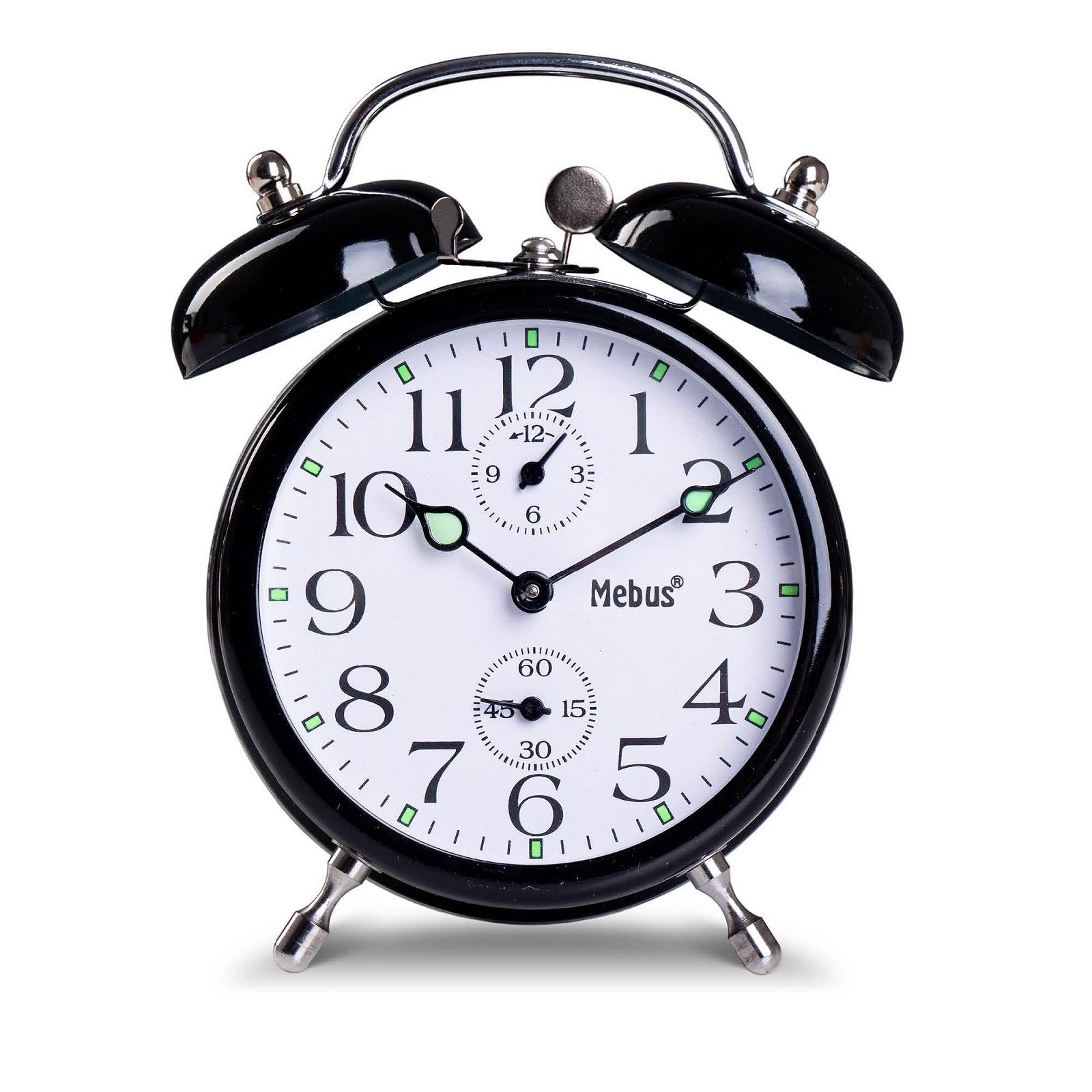 Механічний будильник Mebus Twin Bell Vintage Чорний, фото №1
