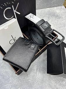 Подарунковий набір Calvin Klein ремінь і кошелек в деревʼяній коробочці synthetic.ua - Фото 1