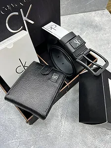 Подарунковий набір Calvin Klein ремінь і кошелек в деревʼяній коробочці synthetic.ua - Фото 1
