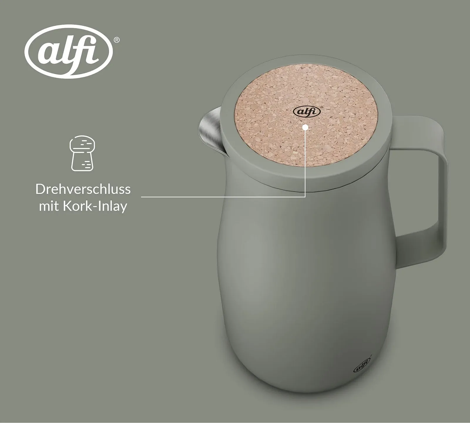 Термос-кавник alfi STUDIO TEA Matcha Green, 1.0 л, двостінна нержавіюча сталь, гвинтова кришка, великий отвір, фото №4