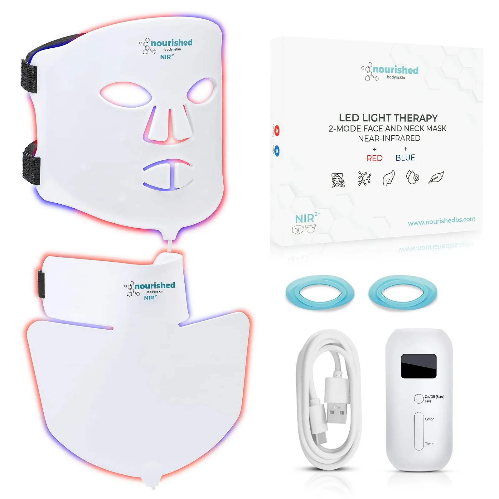 LED Маска для Обличчя та Шиї Nourished Bodynskin з Ближнім Інфрачервоним Випромінюванням, фото №1