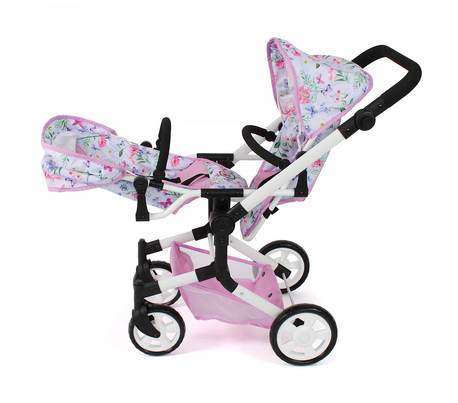 Коляска Bayer Chic 2000 Linus Duo Кукольная для двойняшек для детей от 4 до 8 лет Flowers розовый, фото №3