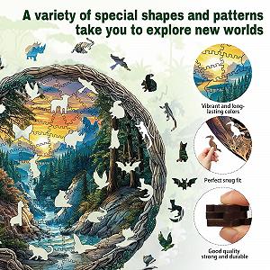 Деревянный пазл Landscape 200 элементов Уникальная форма животных synthetic.ua - Фото 1