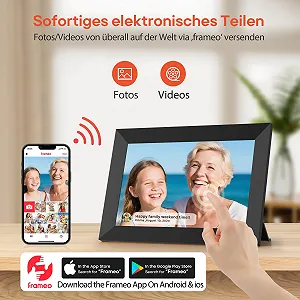 Цифровая фоторамка Frameo 10.1 дюйма WiFi 32 GB 1280 x 800 IPS сенсорный экран настенная с автоповоротом Black synthetic.ua - Фото 1
