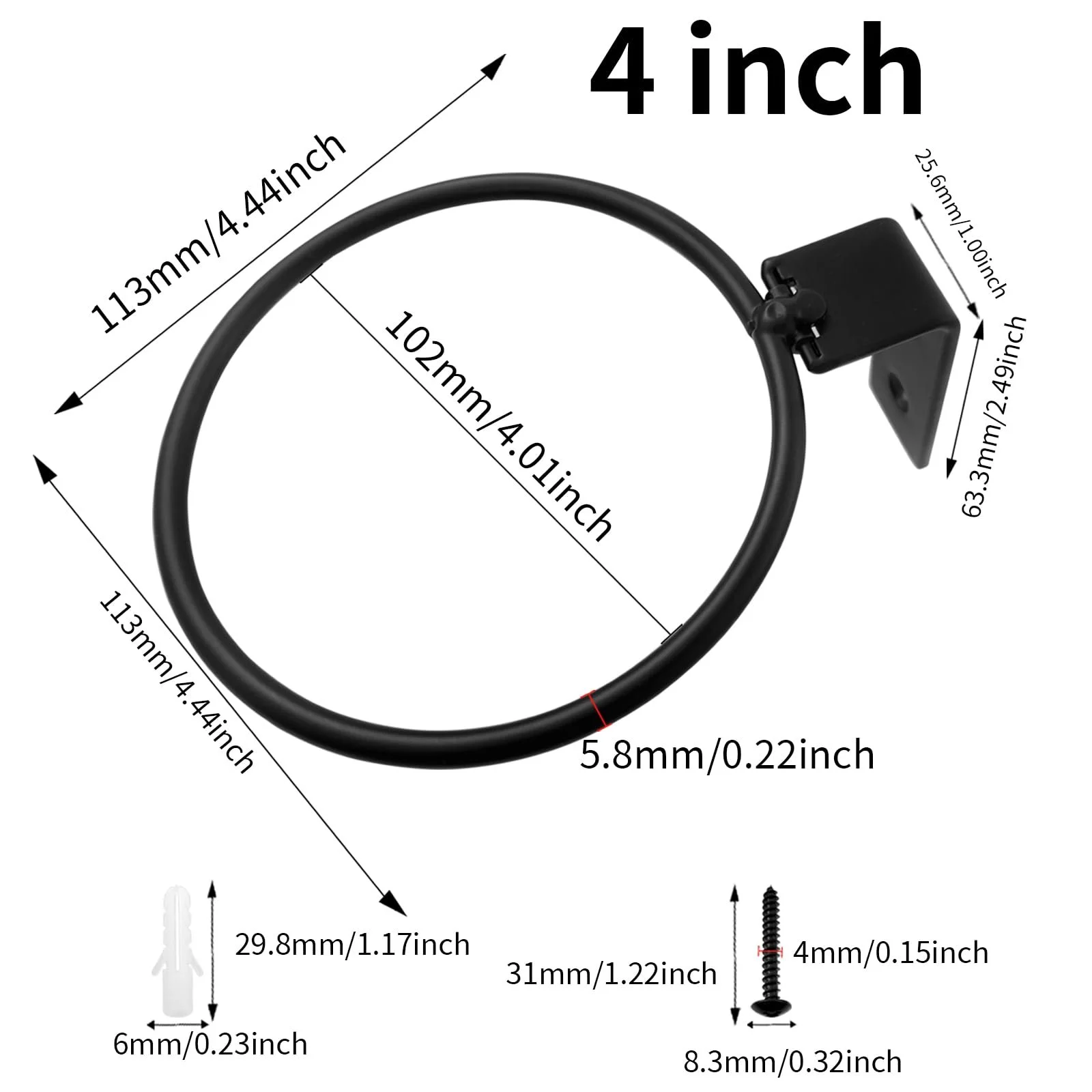 Кольца-держатели для цветочных горшков настенные складные металлические Черные 10 см 3 шт., фото №2