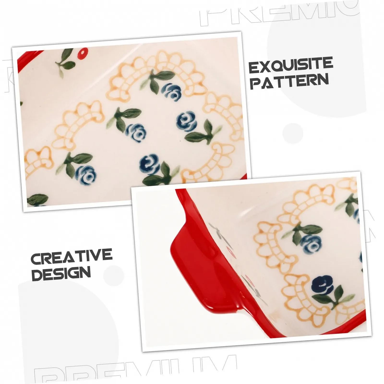 Форма для запекания керамическая прямоугольная с двумя ручками жаропрочная гладкая для микроволновой печи и морозильной камеры, фото №8