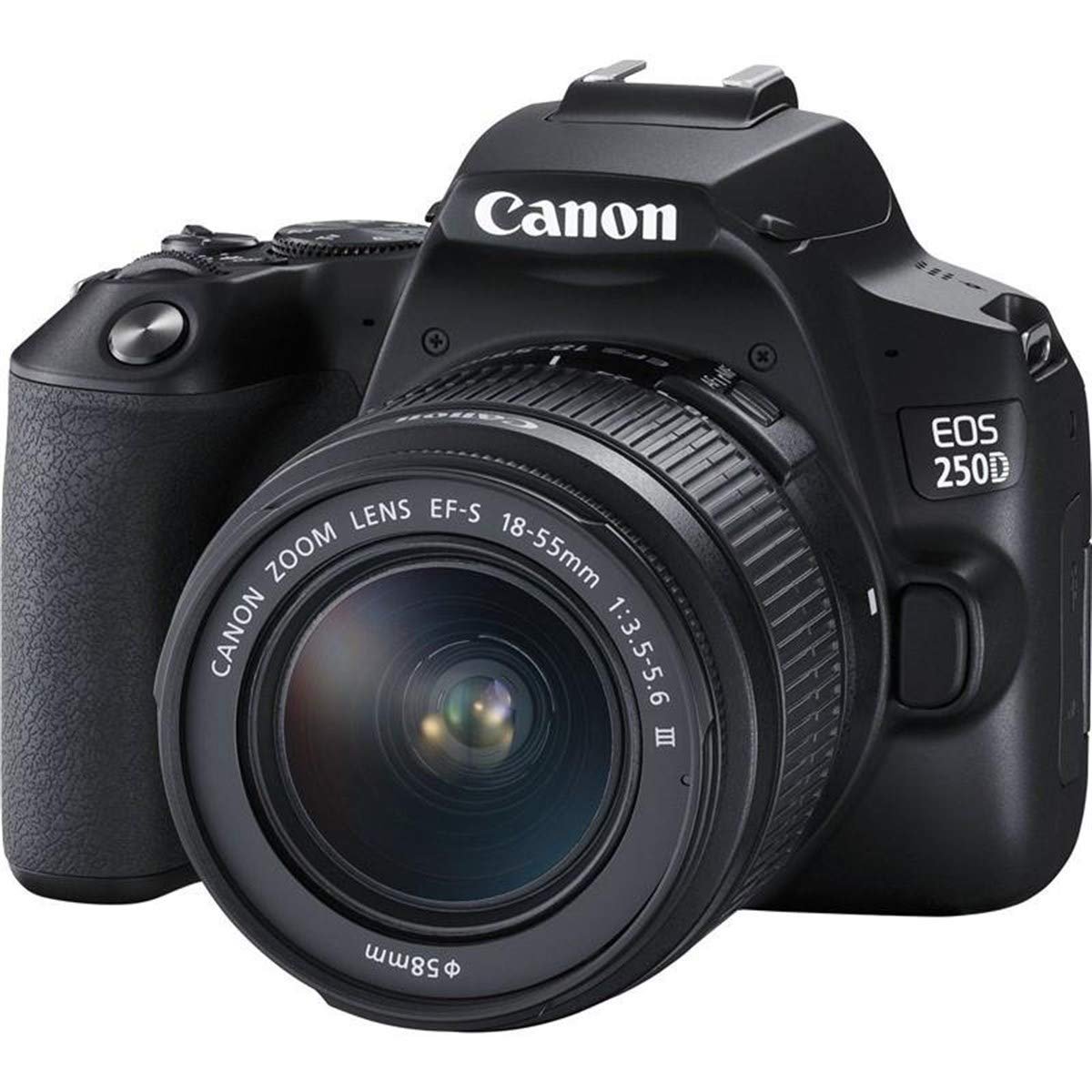 Цифровой фотоаппарат Canon EOS 250D с объективом EF-S 18-55mm 3.5-5.6 IS STM (24,1 мегапикселя, дисплей с переменным углом наклона 7,7 см (3 дюйма), APS-C сенсор, 4K, Full-HD, DIGIC 8, WLAN, Bluetooth), черный, фото №1