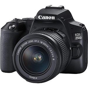 Цифровой фотоаппарат Canon EOS 250D с объективом EF-S 18-55mm 3.5-5.6 IS STM (24,1 мегапикселя, дисплей с переменным углом наклона 7,7 см (3 дюйма), APS-C сенсор, 4K, Full-HD, DIGIC 8, WLAN, Bluetooth), черный - Фото 1