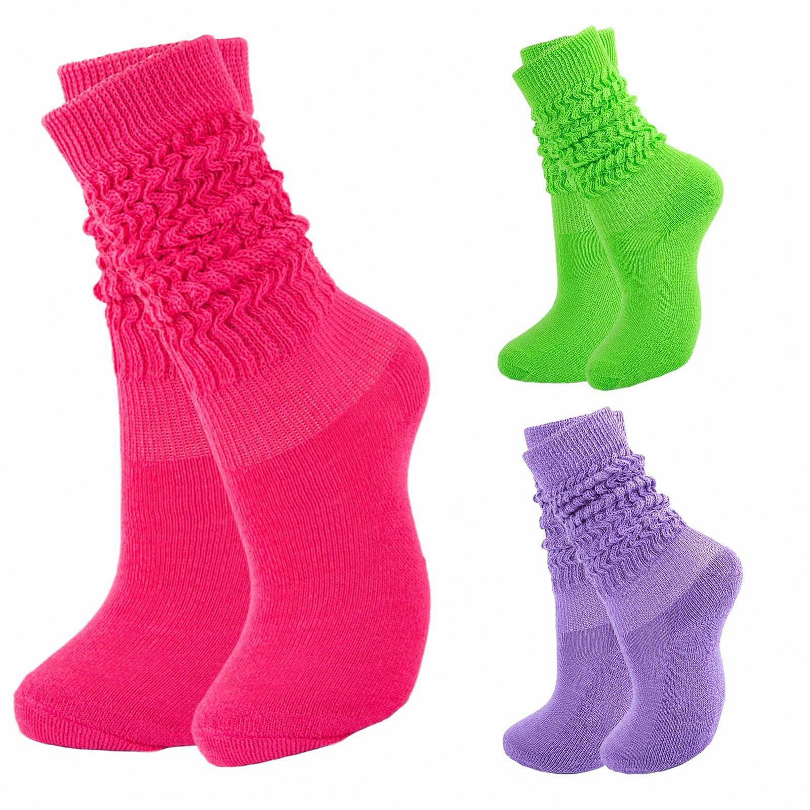 Женские носки Slouch, 3 пары неоновых носков, женские длинные термоноски, зеленые, фото №1