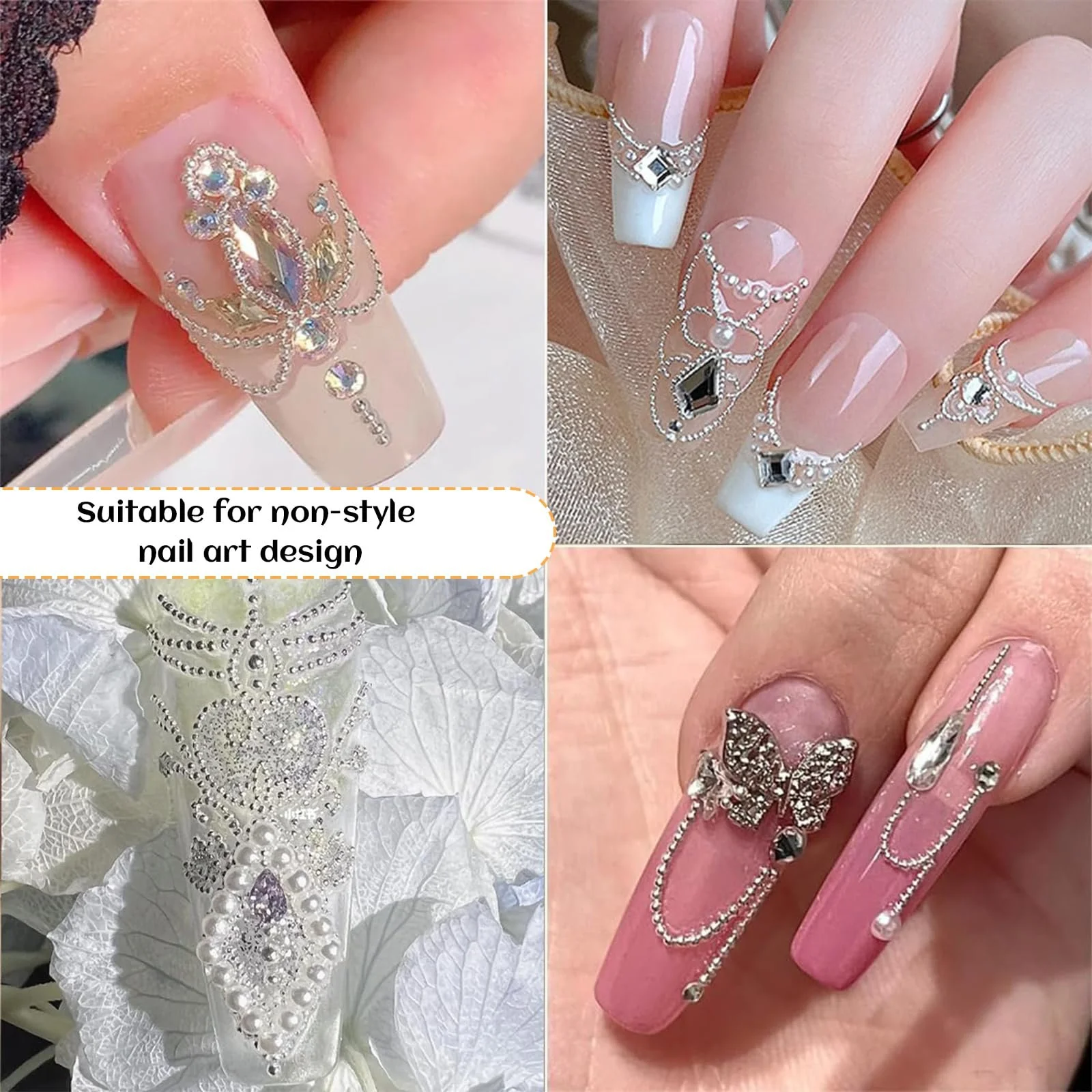 Набор для декора ногтей Auiremrti Nail Accessory Set 5680 шт. Пинцет Золотистый и Серебристый, фото №6