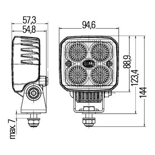 Рабочая фара HELLA 1GA 996 284-081 для AEBI KÄSSBOHRER LIEBHERR GOLDHOFER, фото №4 Рабочая фара HELLA 1GA 996 284-081 для AEBI KÄSSBOHRER LIEBHERR GOLDHOFER, фото №4