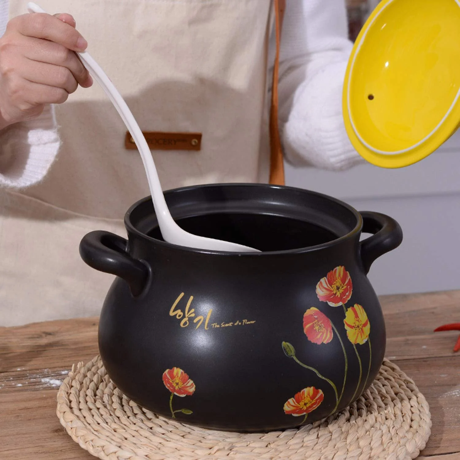 Кастрюля AIBAB керамическая высокотемпературная для приготовления здоровой пищи, каменная, для супа, 4 л, фото №2 Кастрюля AIBAB керамическая высокотемпературная для приготовления здоровой пищи, каменная, для супа, 4 л, фото №2