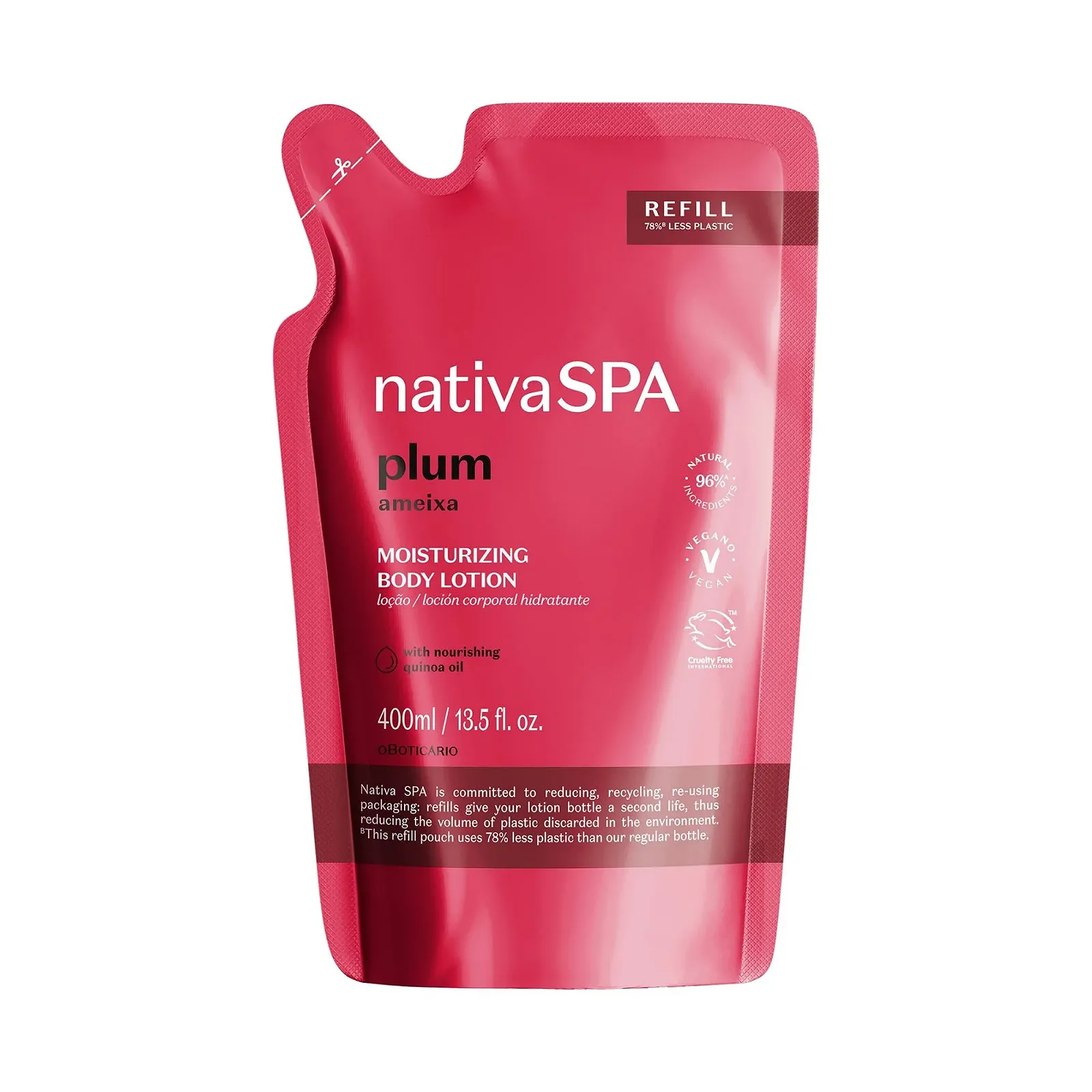 Увлажняющее средство для тела O Boticário Native SPA Слива, Парфюмированный лосьон для тела с каплями киноа для большего увлажнения, 400 мл, фото №1 Увлажняющее средство для тела O Boticário Native SPA Слива, Парфюмированный лосьон для тела с каплями киноа для большего увлажнения, 400 мл, фото №1