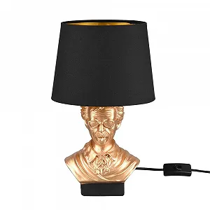 Настільна лампа etc-shop керамічна золото тканинний плафон E14 діаметр 21 см чорна - Фото 1