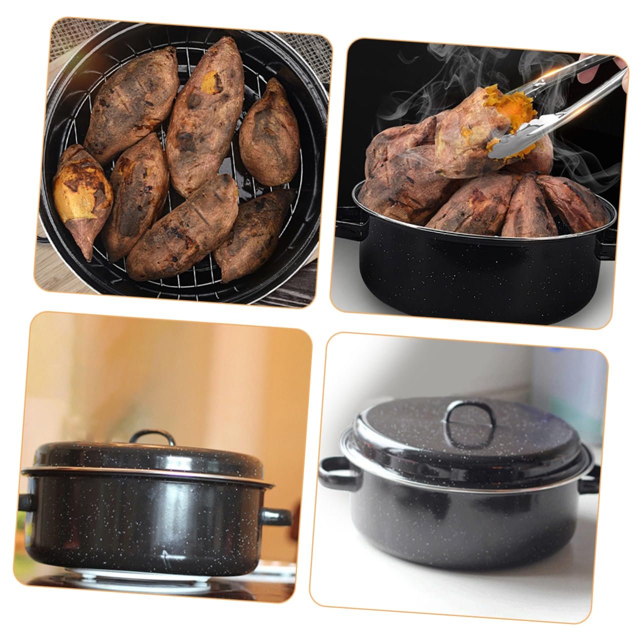 Жаровня Luxshiny 24 см емальована з кришкою термостійка, фото №4 Жаровня Luxshiny 24 см емальована з кришкою термостійка, фото №4